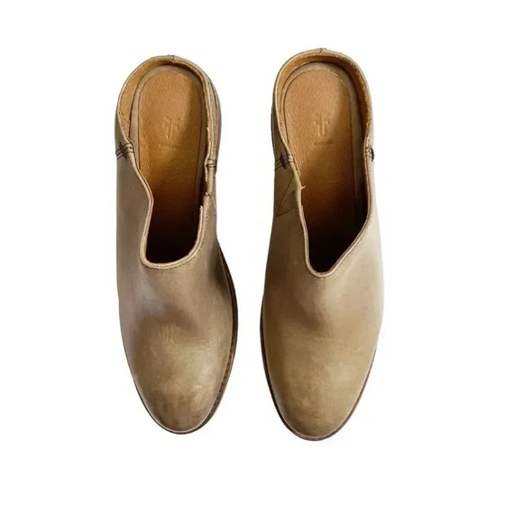 NEW Frye Rosalia Leather Mules Stone size 8.5 - Picture 3 of 10